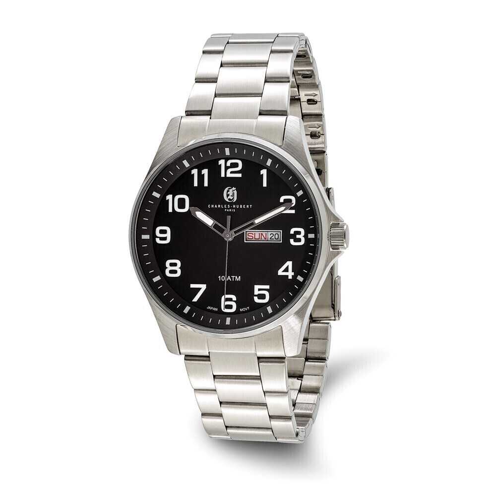 Kazi Luxury Charles Hubert Stainless Steel Black Dial Watch